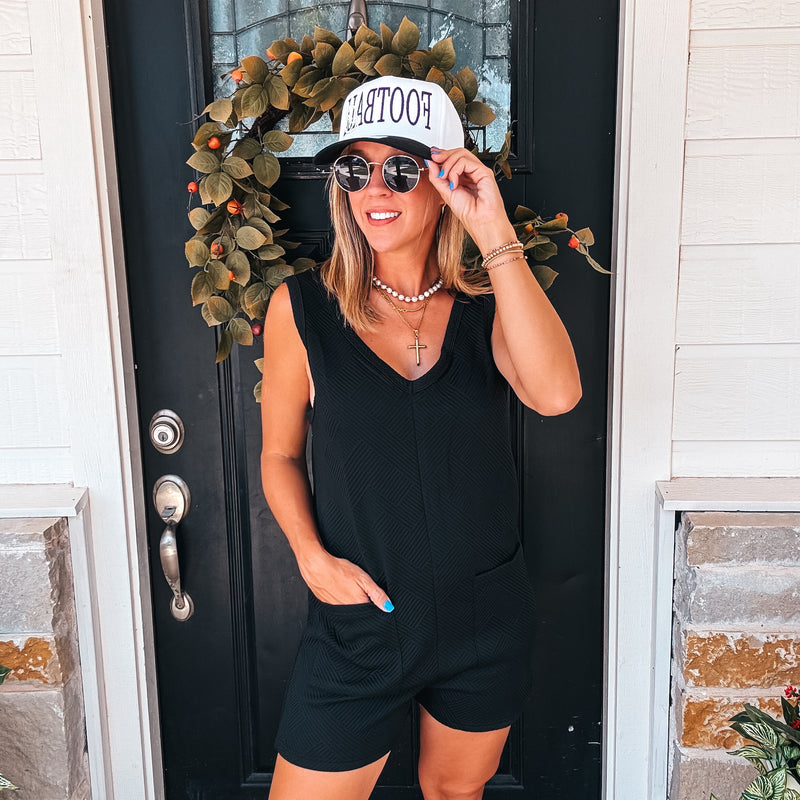 Tailgate Romper - BLACK
