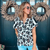 Mixed Pattern Hoodie Top