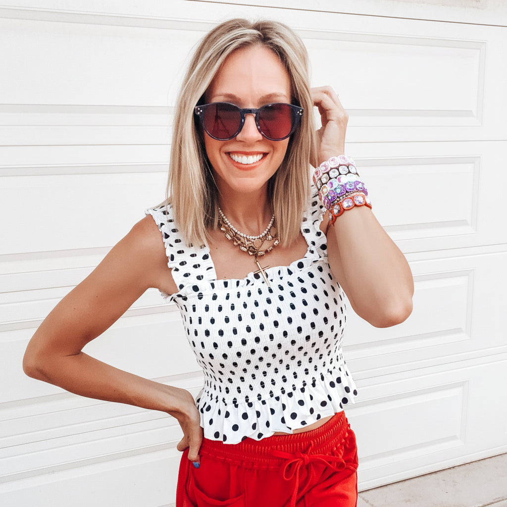 Sydney Smocked Polka Dotted Top