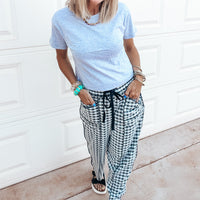 Soft Brush Barrel Louge Pants - BLACK CHECK