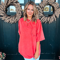 Mae Mineral Wash Tee - RED