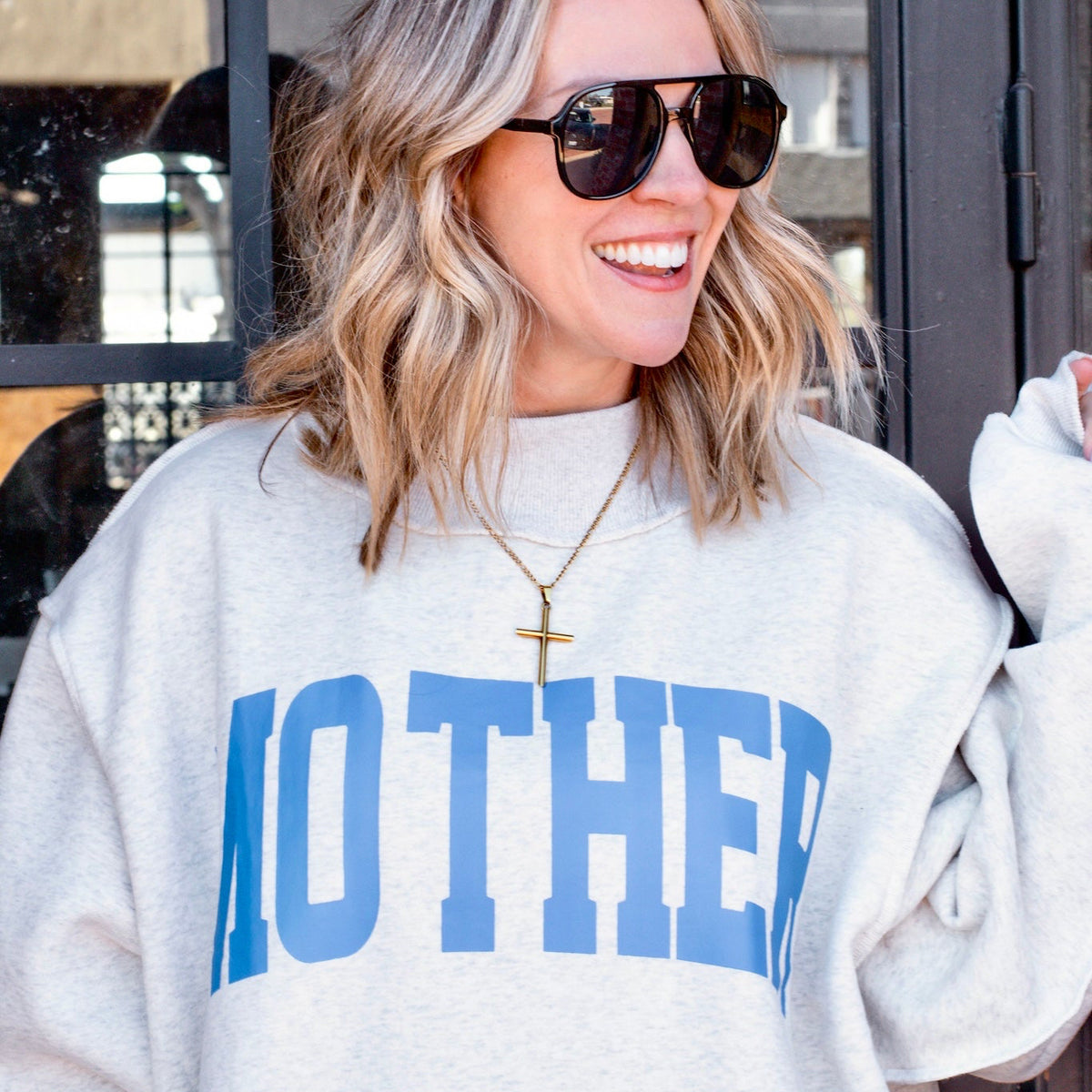 Mother + Cool Mom Reversible Mock Neck Sweater