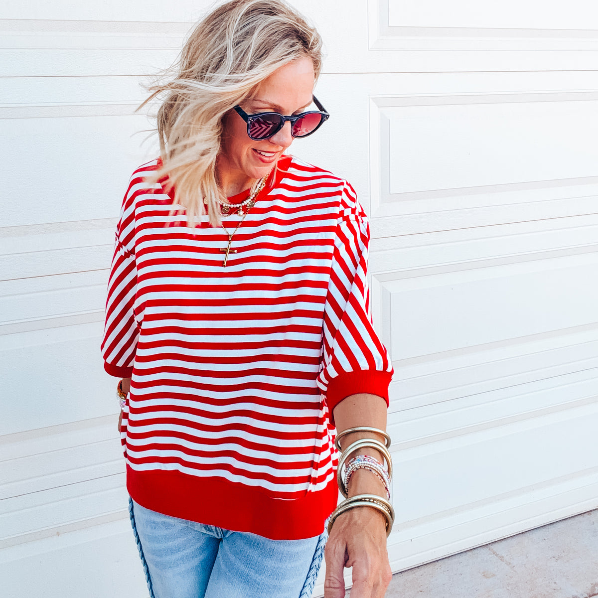 Sarah Striped Top - RED