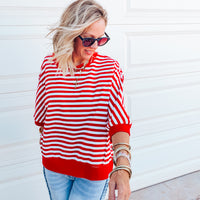 Sarah Striped Top - RED