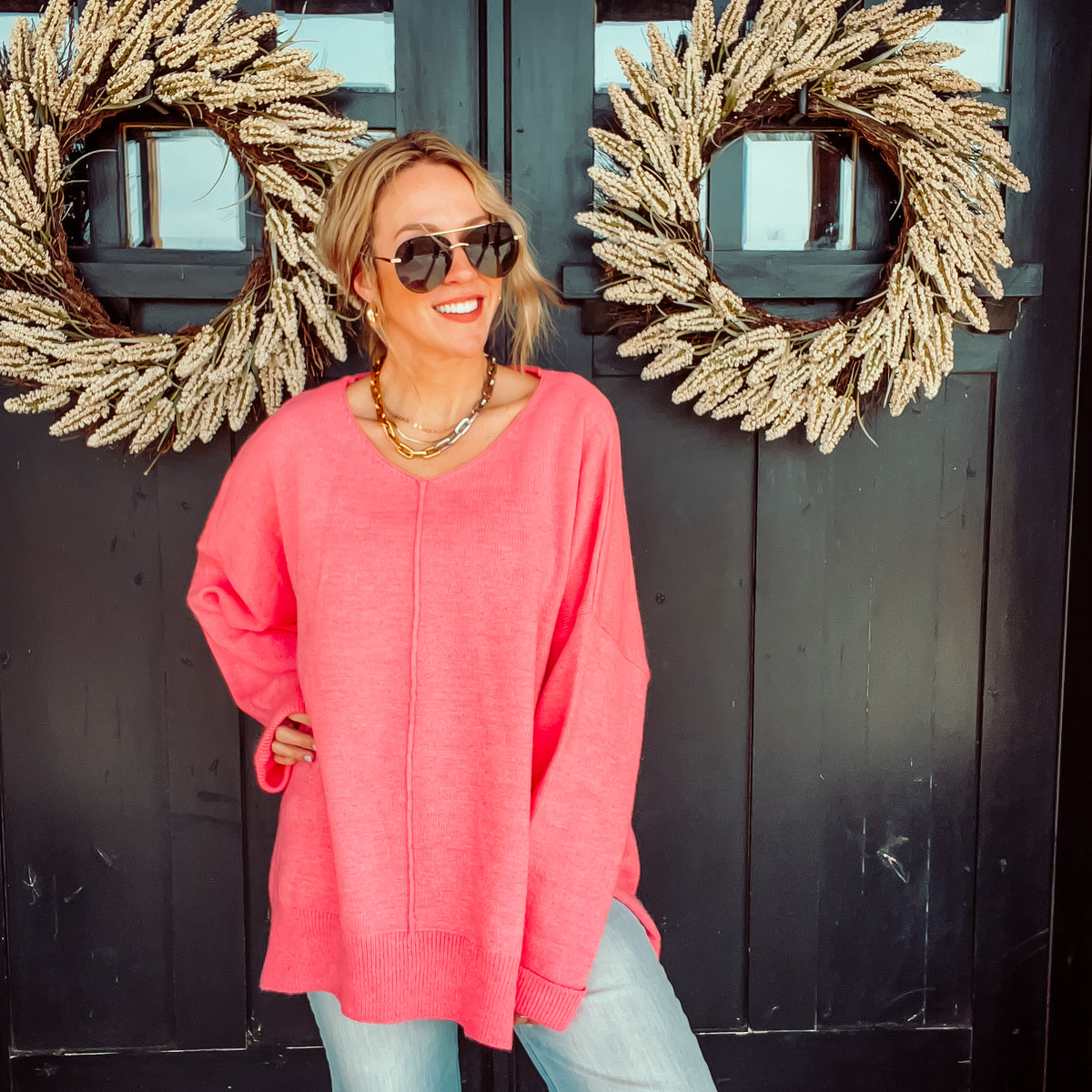 Olivia Sweater - BRIGHT PINK
