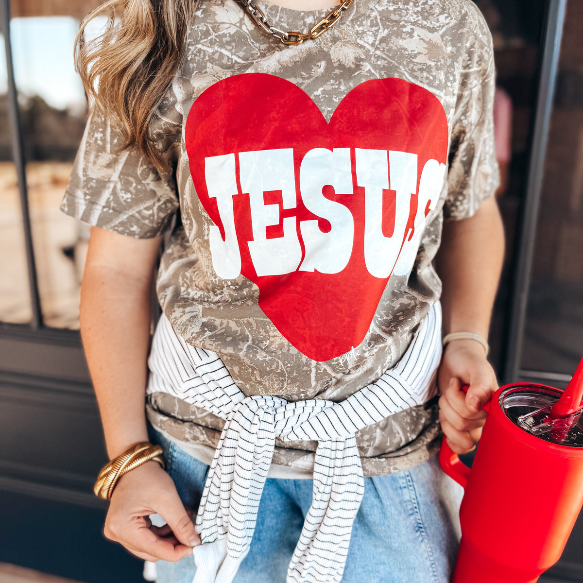 Camo Jesus Heart Tee