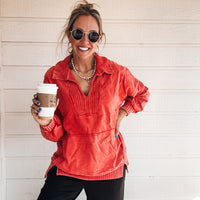 Monica Mineral Wash Sweatshirt - Ruby