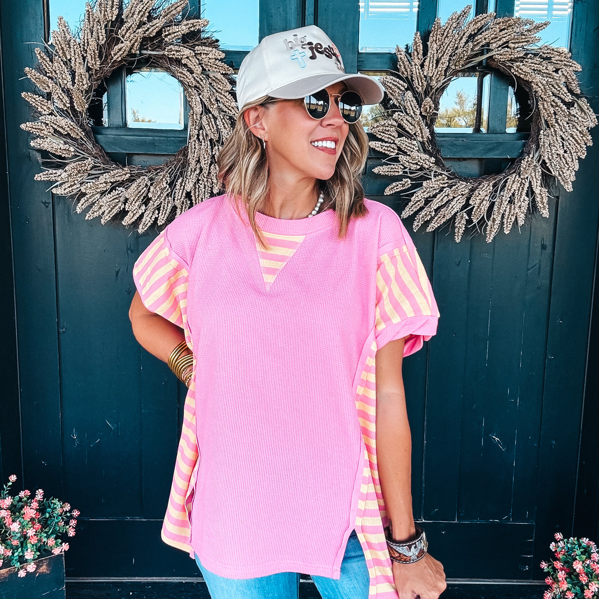 Weekender Waffle Top - PINK