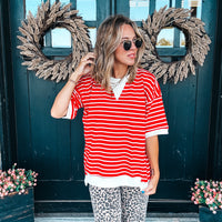 Rad in Red Oversized Terry Top