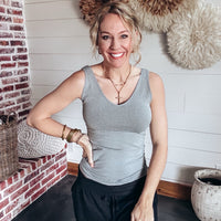Two Way Seamless Tank-Heather Grey