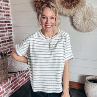 Bethany Boxy Top- Blue/Grey
