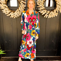 Jewel Tone Floral Wrap Maxi Dress