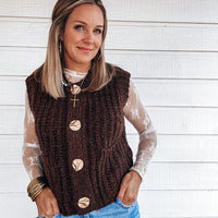 Channing Chunky Sweater Vest- Brown