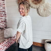 Bethany Boxy Top- Blue/Grey