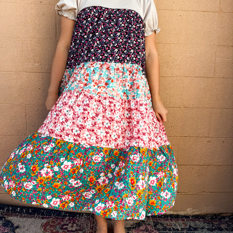 Wild Daisy Tiered Maxi - KHAKI