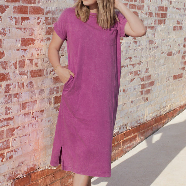 Emily Essential T-shirt Dress - PLUM