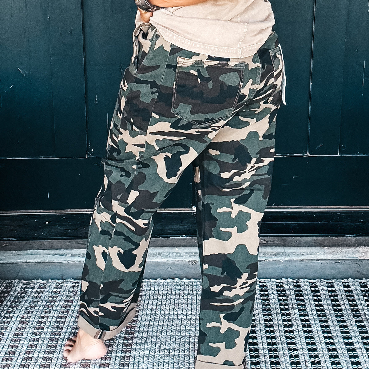 Callie Camo Barrel Jeans