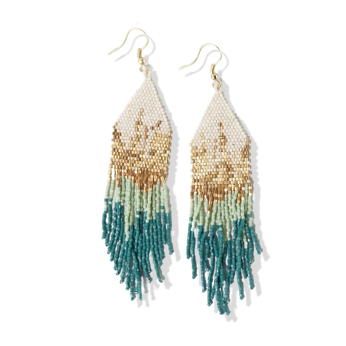 Claire Ombre Beaded Fringe Earrings - MINT