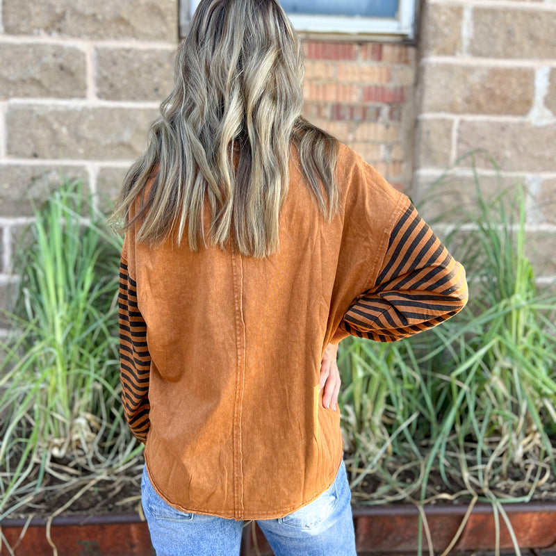 October Striped Sleeve Top