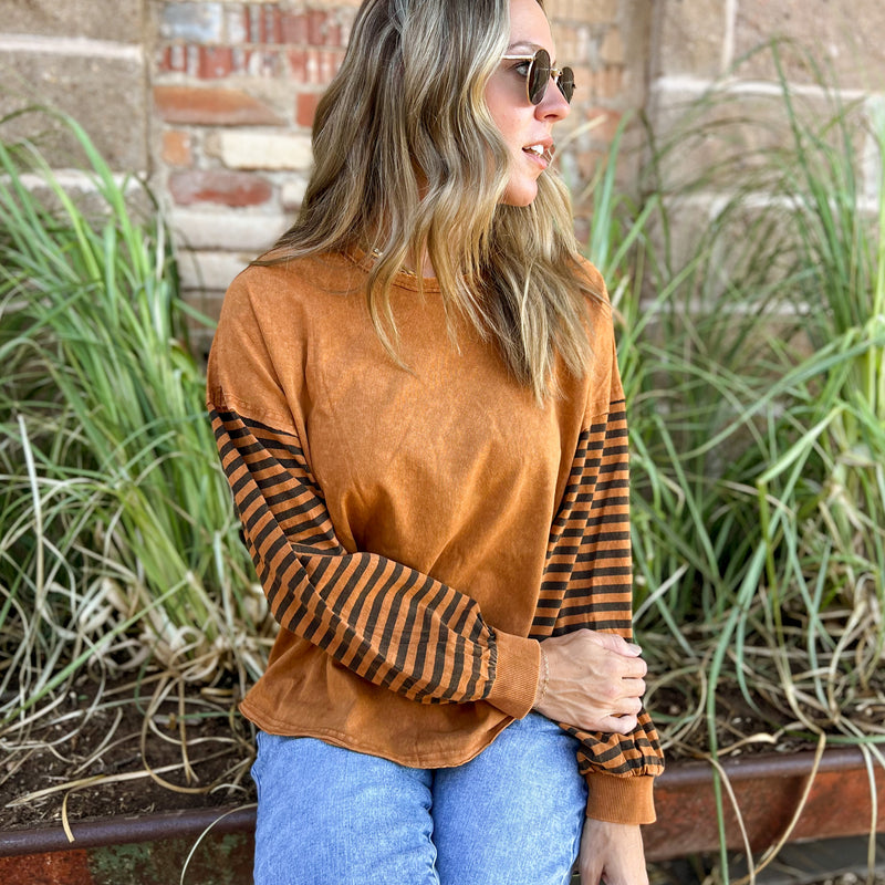 October Striped Sleeve Top