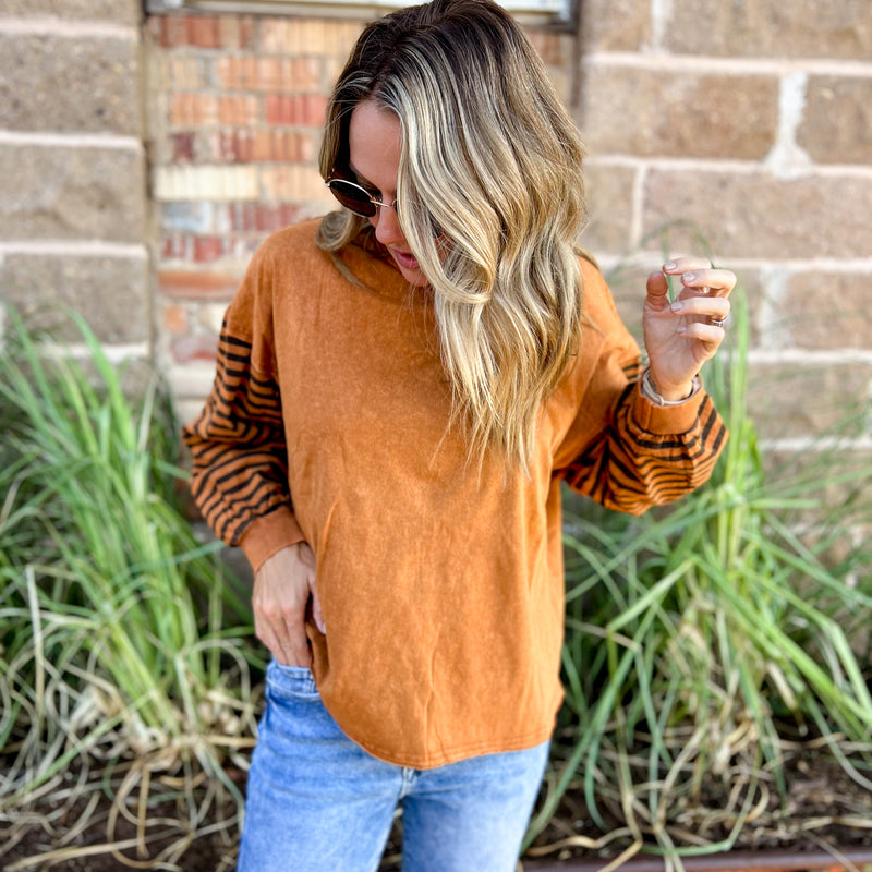 October Striped Sleeve Top