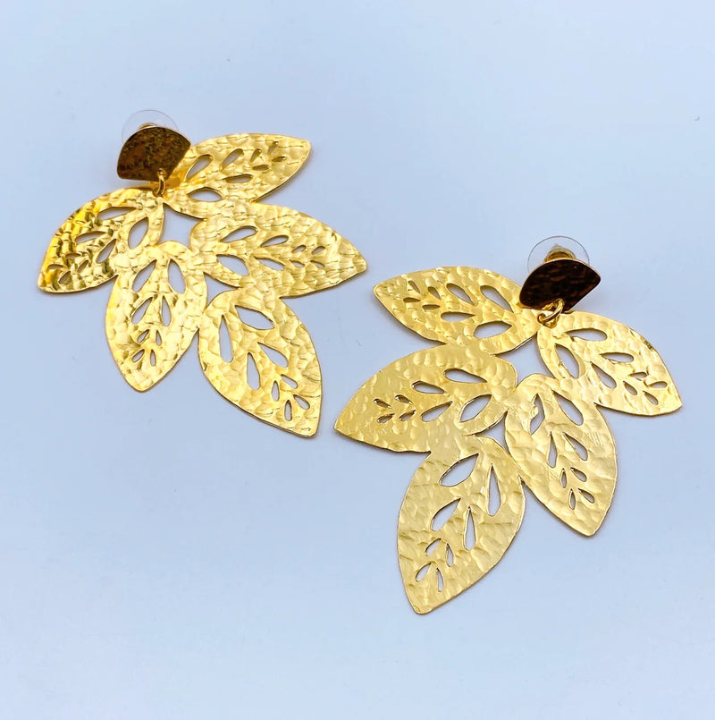 Giant Leaf Gold Earrings