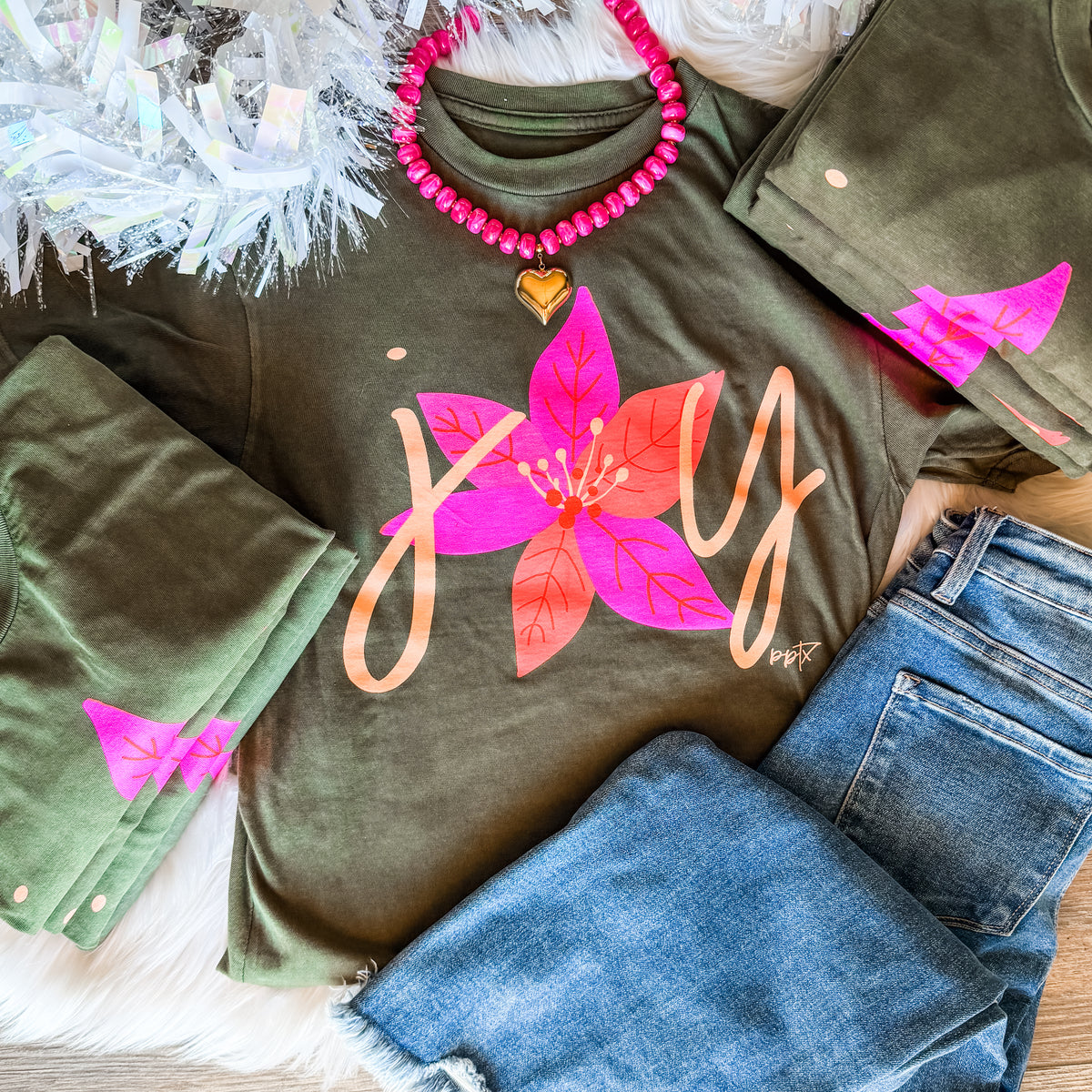 Joy Poinsetta Tee