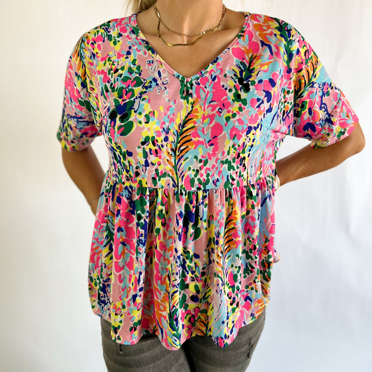 Finley Floral Top - Pink Tone