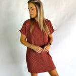 Ribbed Relaxed Mini Dress - Rust