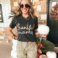 Thankful Mama Charcoal V-neck